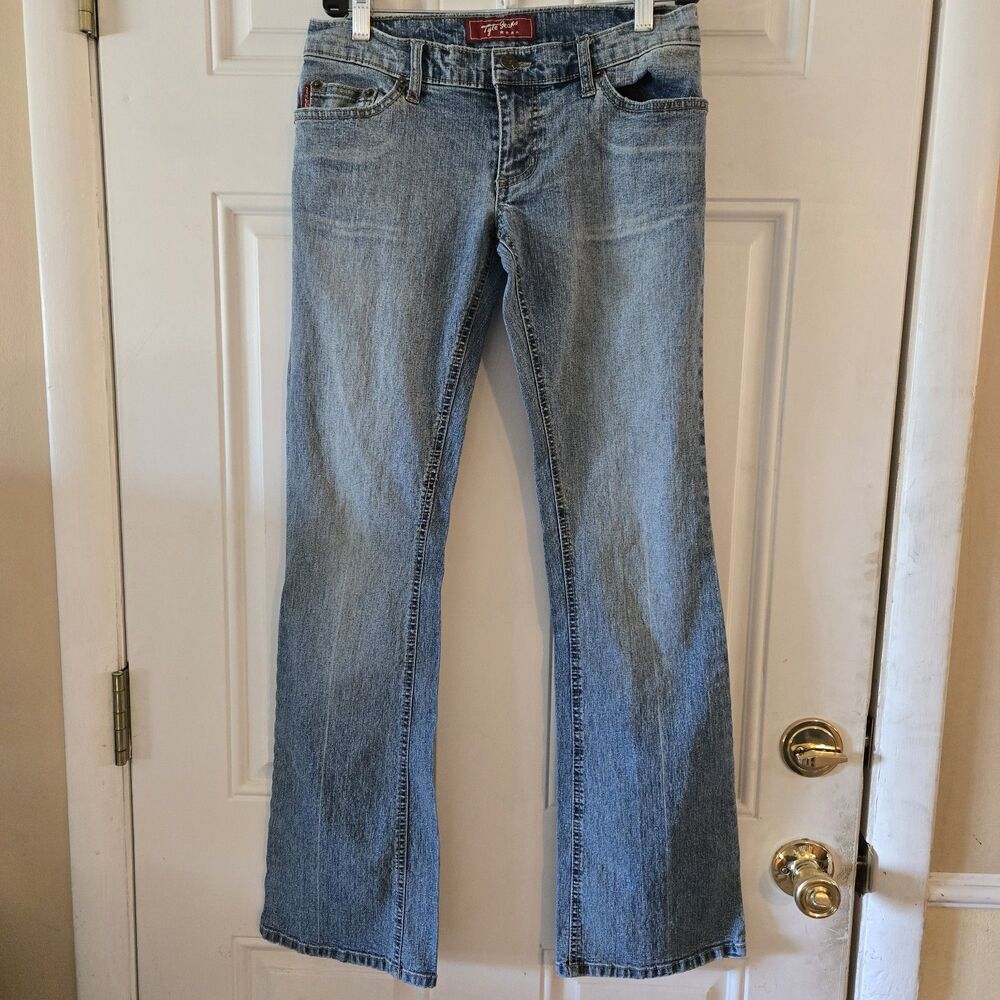 Tyte Jeans Juniors Size 5 Flare Leg Pink Embroidered Y2K Vintage Denim Stretchy